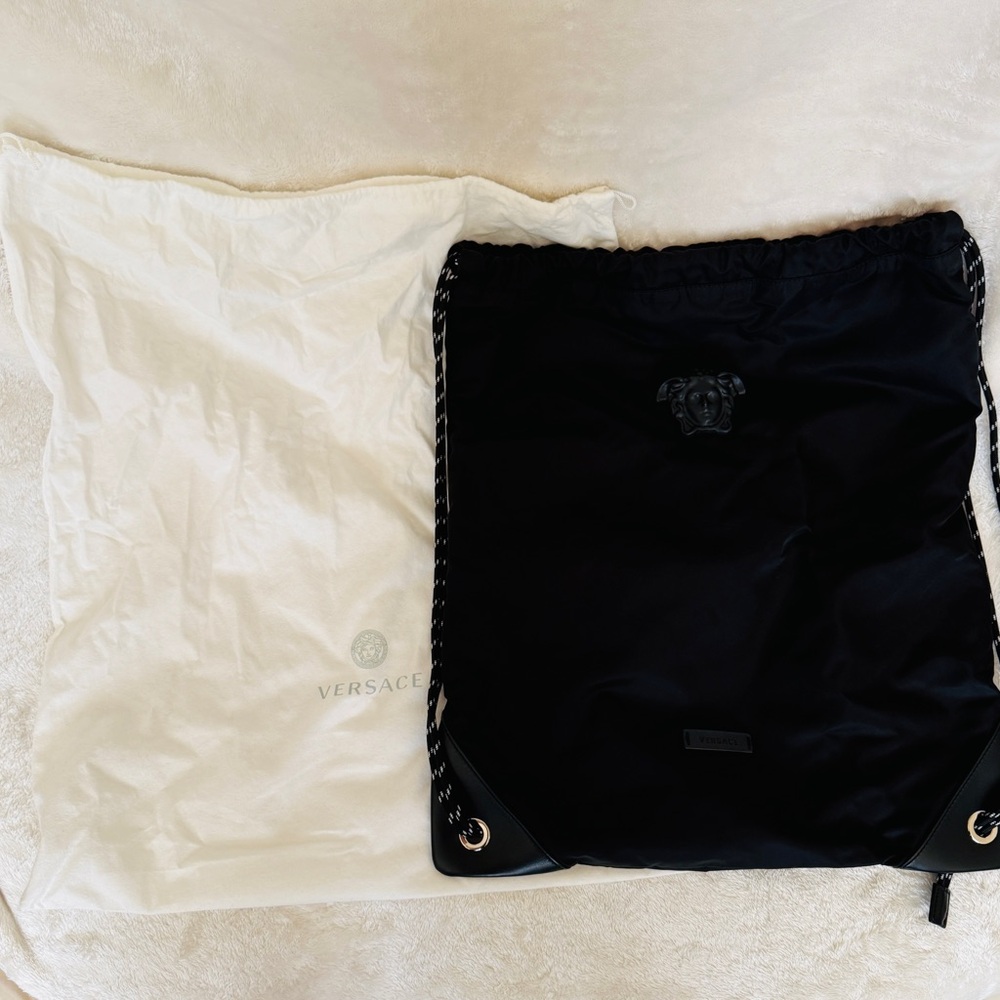 Versace Black Nylon Drawstring Backpack - image 2